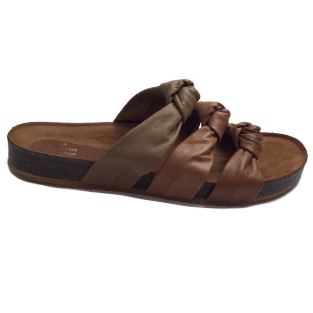 Silvia Cobos Like New Journey Knotted Tricolor Brown Slide Sandal Size 9